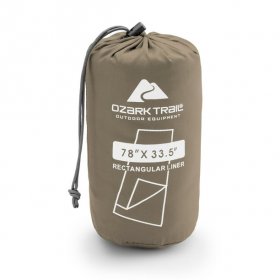 Ozark Trail Breathable Polyester Camping Sleeping Bag Liner Sheet, Beige (78" L x 33.5" W)