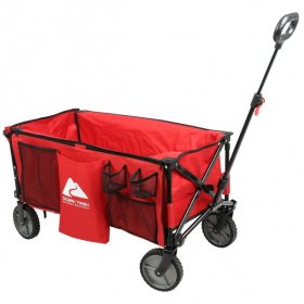 Ozark Trail Camping Utility Wagon with Tailgate & Extension Handle, Red