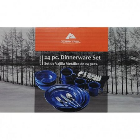 Ozark Trail 24-Piece Dinnerware Set, Blue