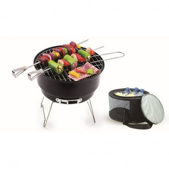 Ozark Trail 10\" Portable Camping Charcoal Grill with Cooler Bag, Black