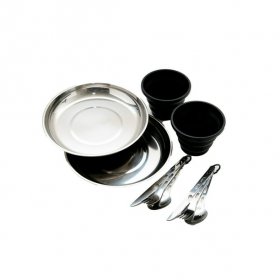 Ozark Trail (11 Piece) 2 Person Stainless Steel Table Setting & Cups