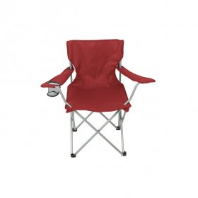 Ozark Trail Basic Quad Folding Camp Chair with Cup Holder, Red, Adult