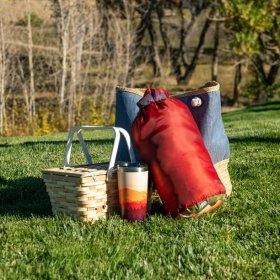 Ozark Trail Packable Blanket, 70" x 60" in Mountain Scene Design with Stuff Sack for Camping Traveling Picnics